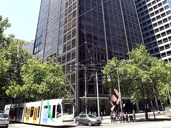 Base of building, corner of Bourke and William Street