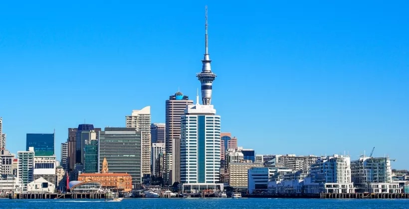 Establishing shot of Auckland, New Zealand. Servcorp 139 Quay Street being on the centre right